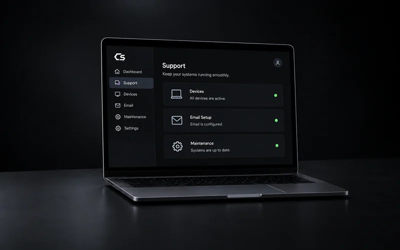 IT support dashboard on a laptop